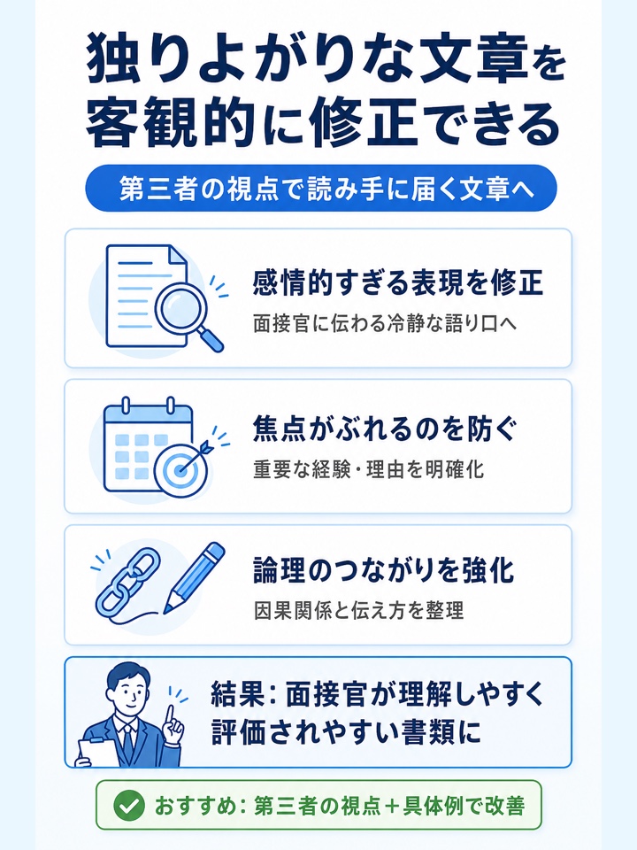 独りよがりな文章を客観的に修正できる