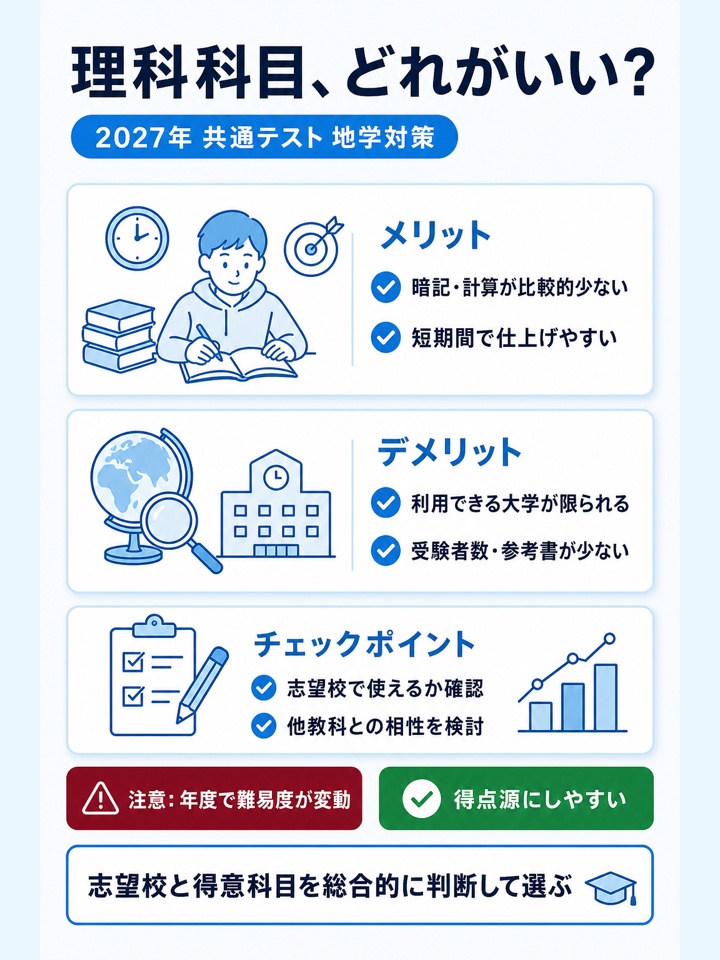 理科科目、どれがいい？受験者数などの違いは？（地学を選ぶメリットデメリット）