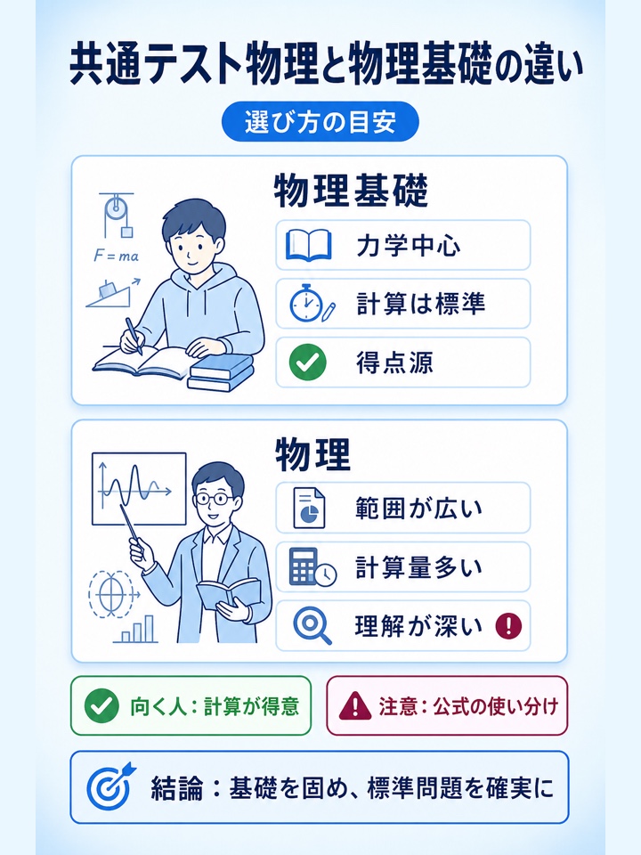 共通テスト物理と物理基礎の違い