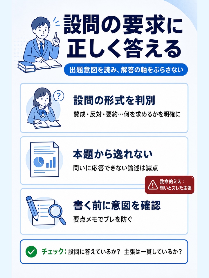 設問の要求に正しく答えられているか