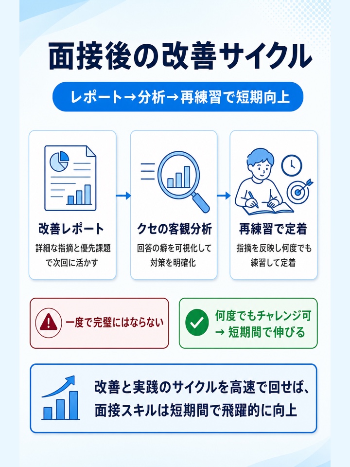 面接後の改善レポートや再練習