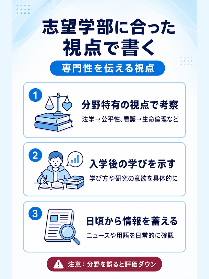 志望学部・学問分野に合った視点で書けているか