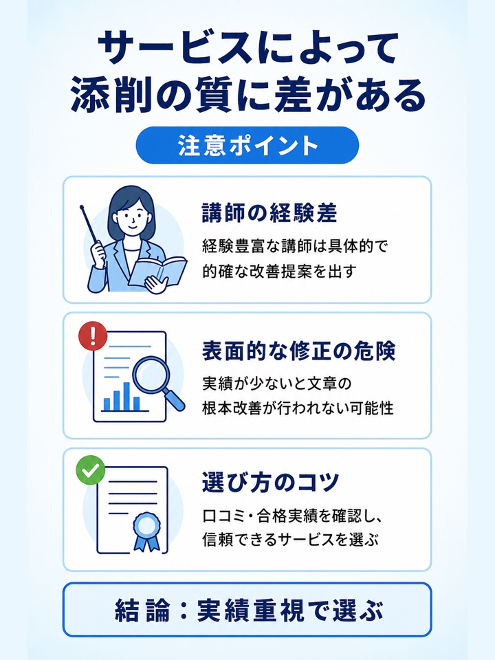サービスによって添削の質に差がある