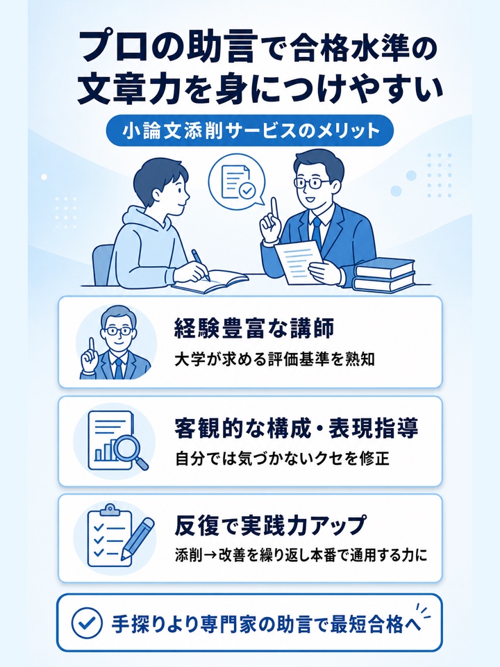 プロの助言で合格水準の文章力を身につけやすい
