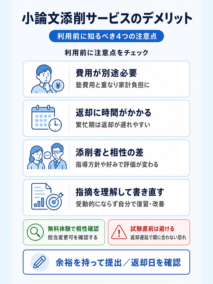 小論文添削サービスを利用するデメリット