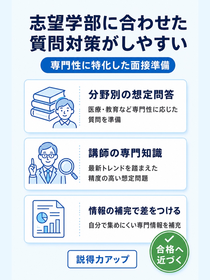 志望学部に合わせた質問対策がしやすい
