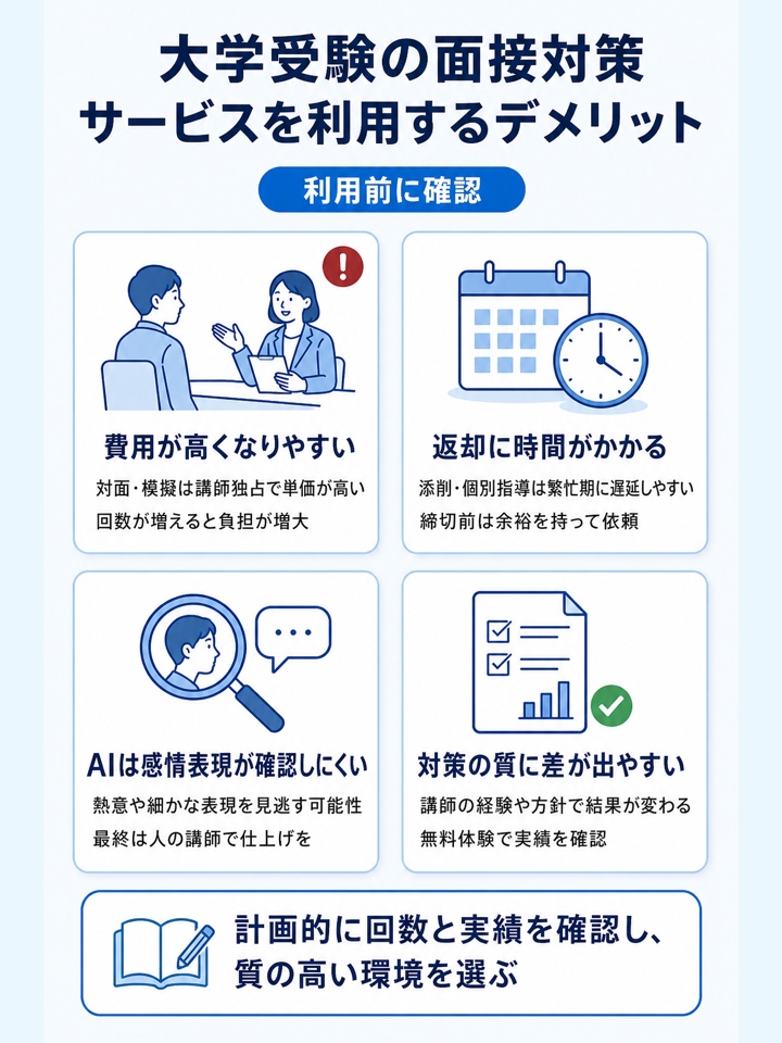 大学受験の面接対策サービスを利用するデメリット