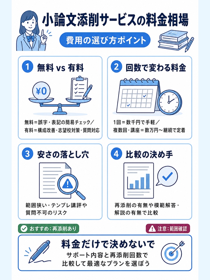 小論文添削サービスの料金相場