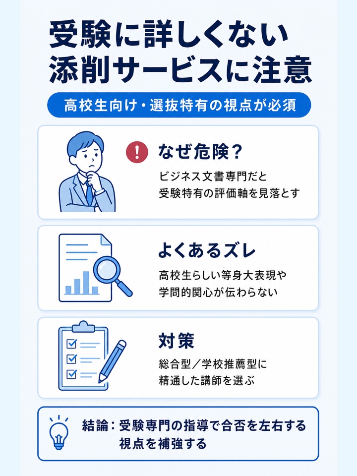 大学受験に詳しくない志望理由書添削サービスを選んでしまう