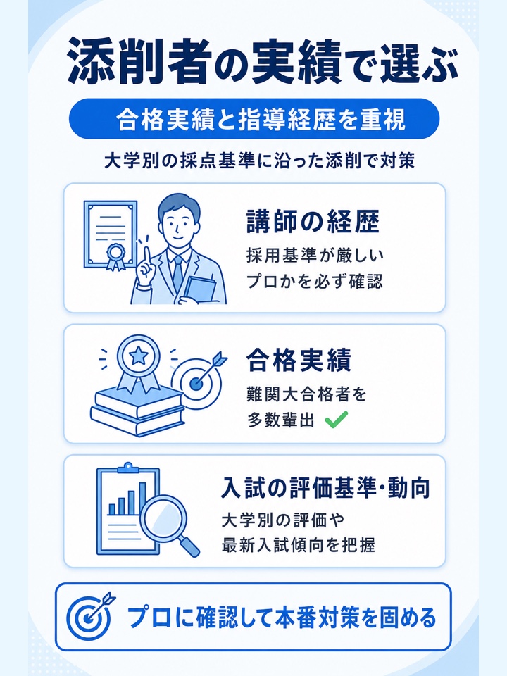 添削者の指導実績や合格実績で選ぶ