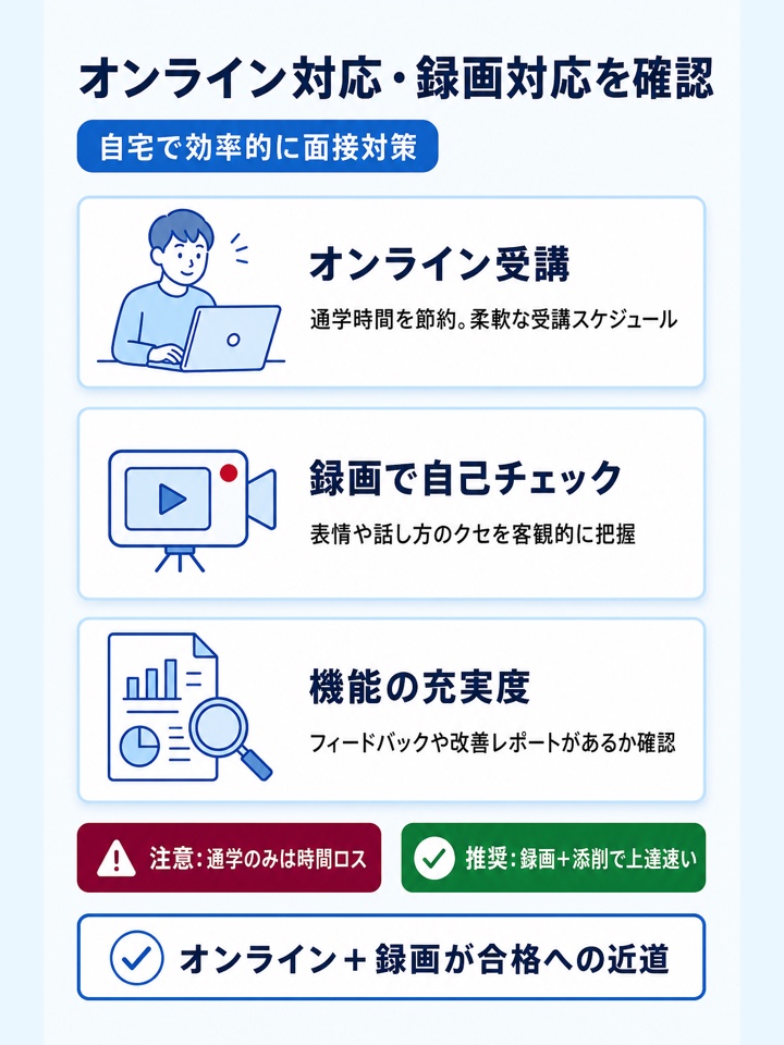 オンライン対応や録画対応の有無を確認する