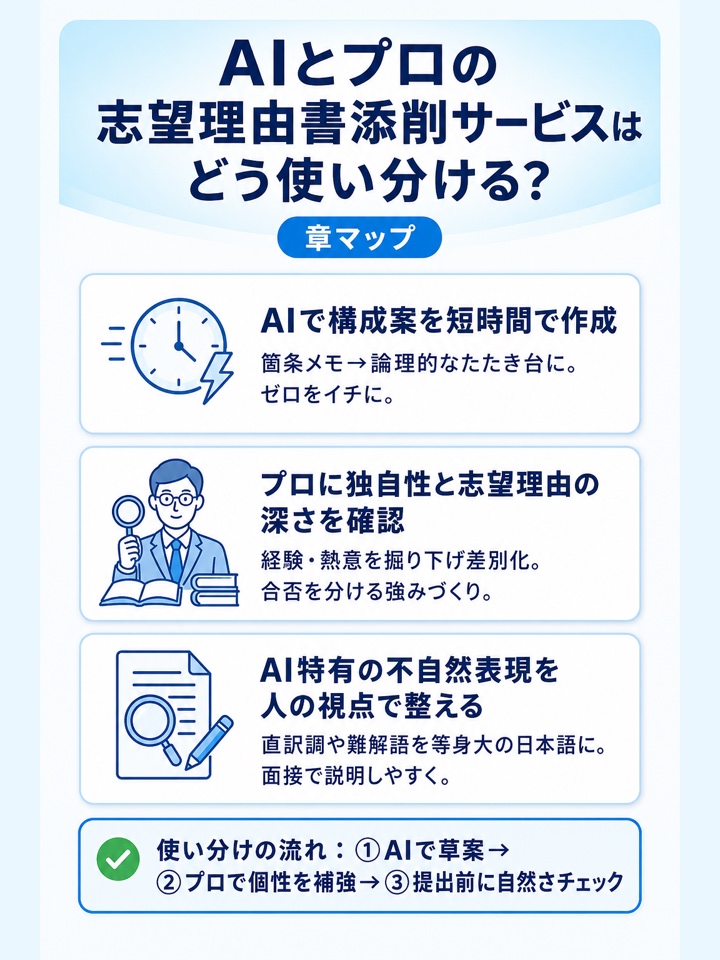 AIとプロの志望理由書添削サービスはどう使い分ける？