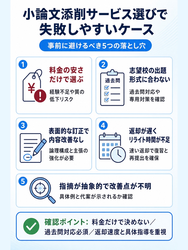 小論文添削サービス選びで失敗しやすいケース