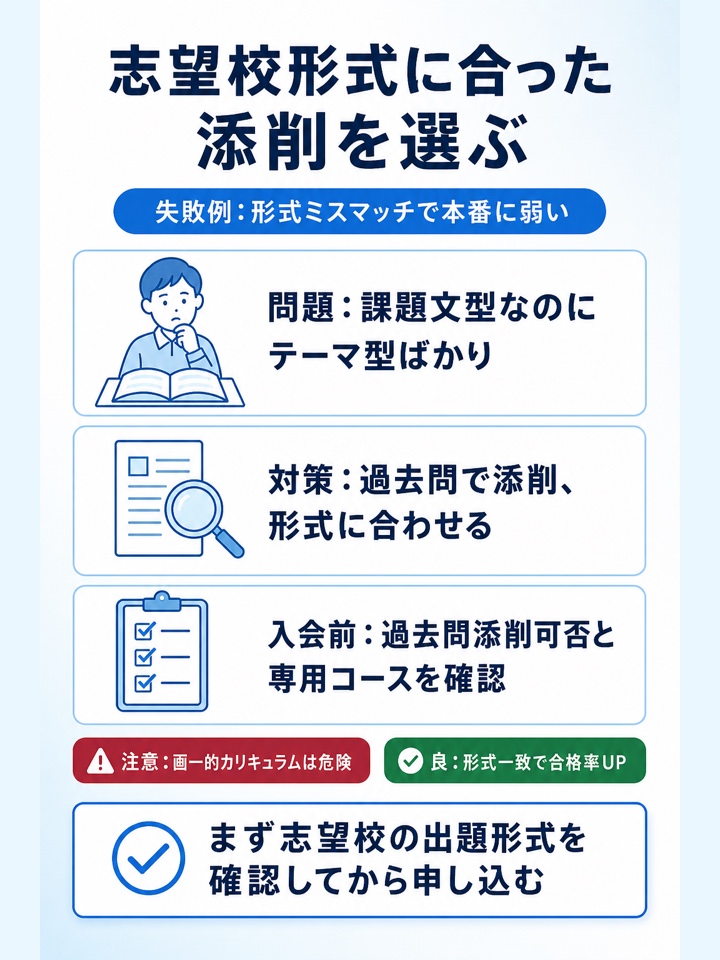 志望校の出題形式にあった添削を選ぶ