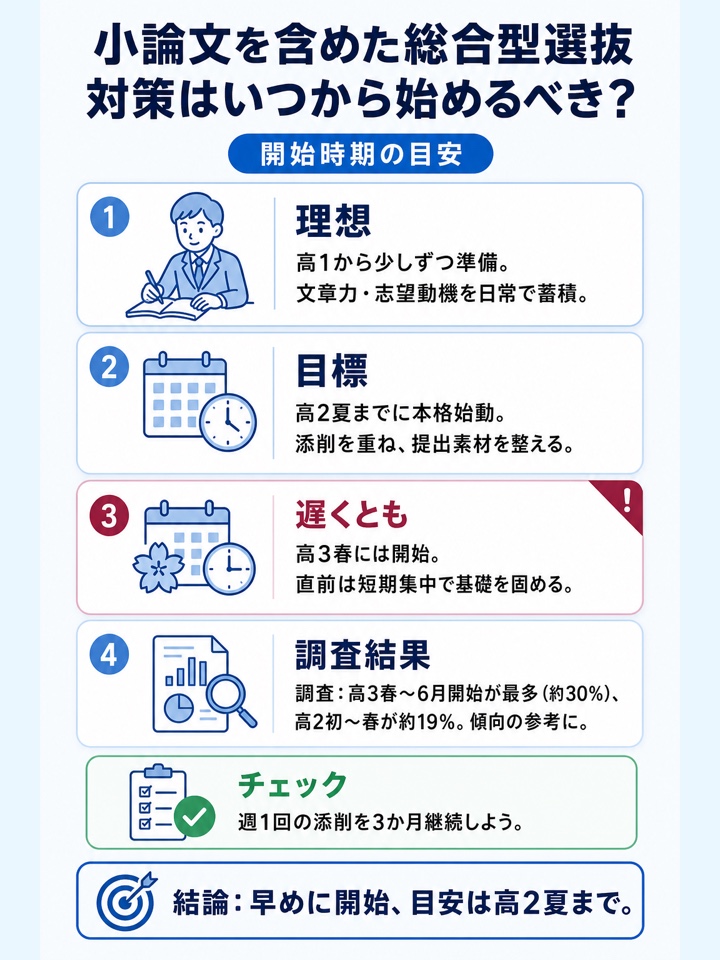 小論文を含めた総合型選抜対策はいつから始めるべき？