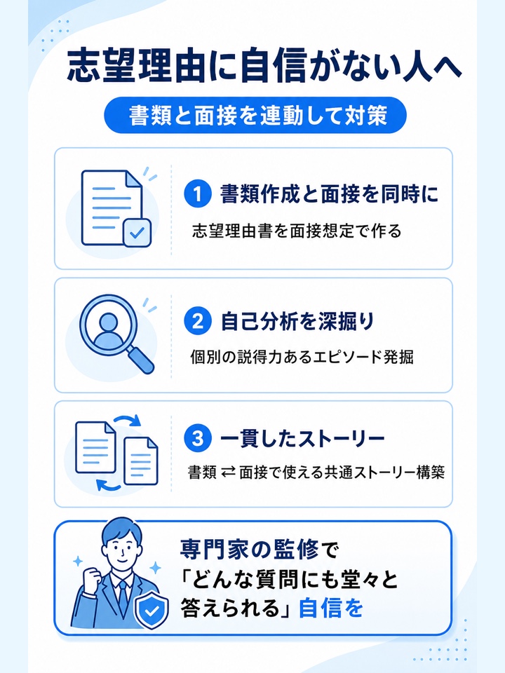 志望理由に自信がない人は志望理由書と連動して対策できるサービスを選ぶ