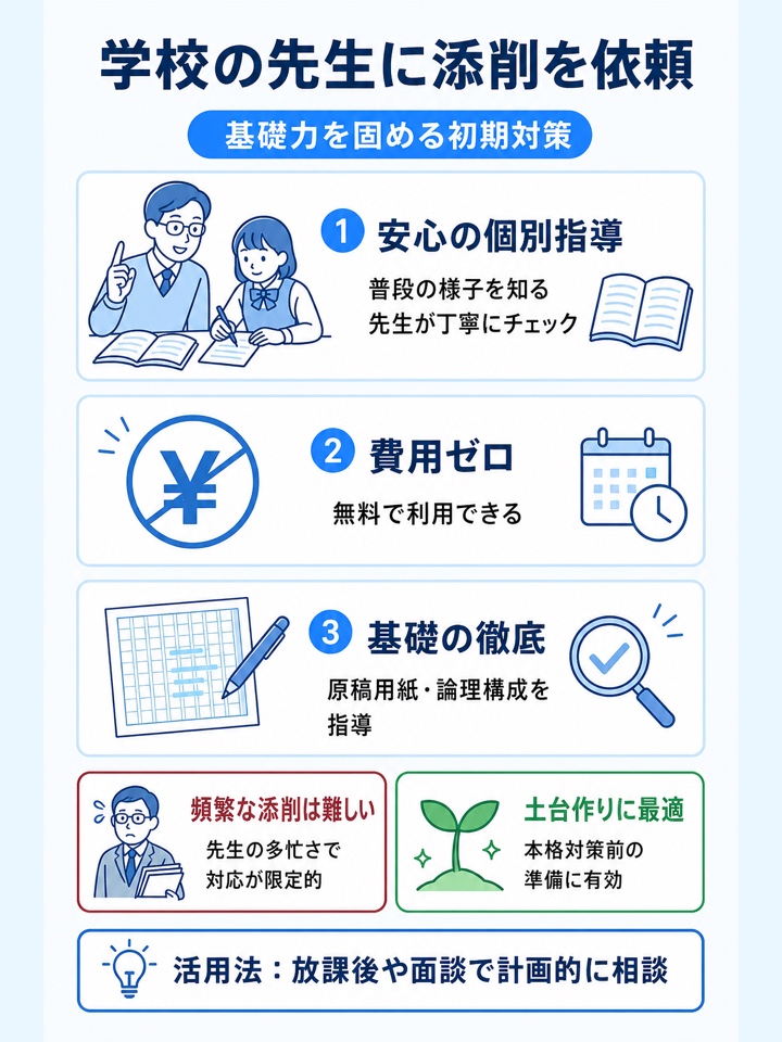 学校の先生に依頼して基礎的な文章力を固める