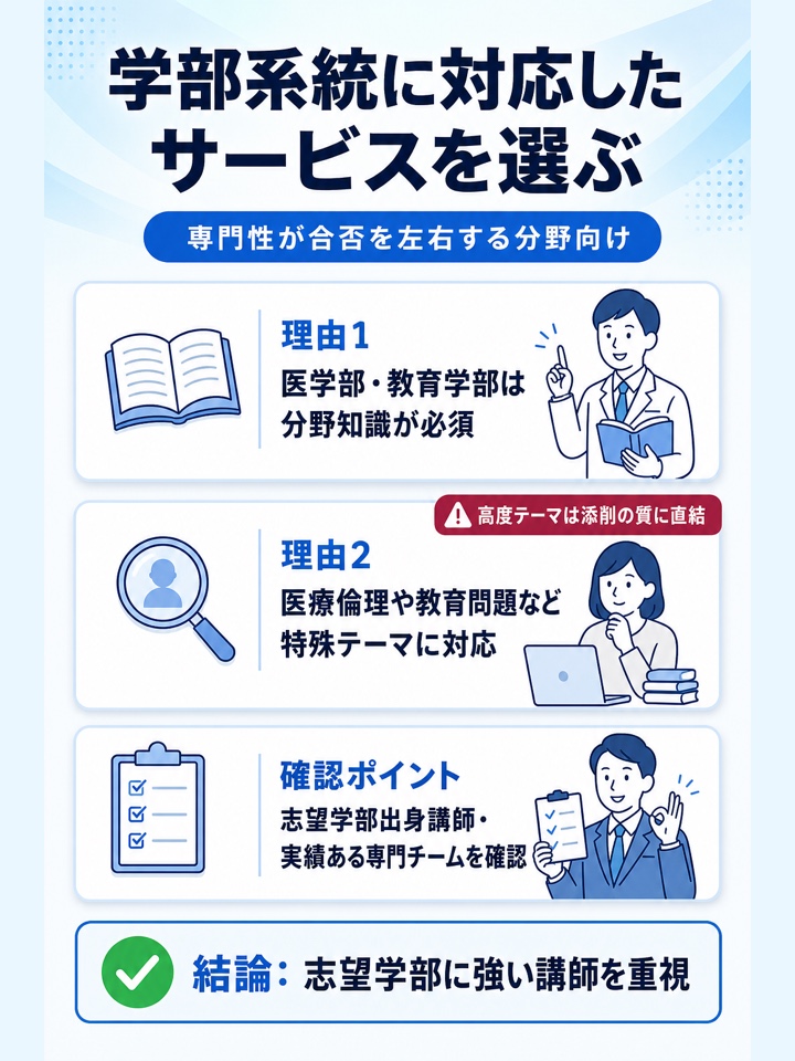 学部系統に対応したサービスを選ぶ