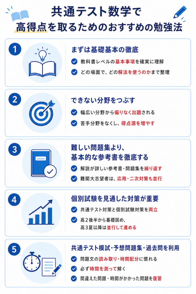 共通テスト数学で高得点を取るためのおすすめの勉強法