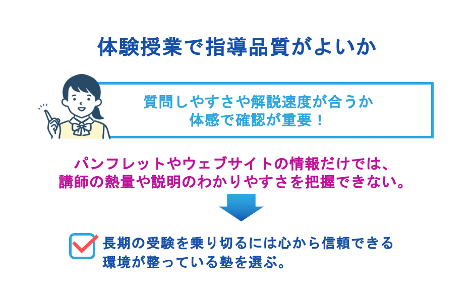 体験授業で指導品質がよいか