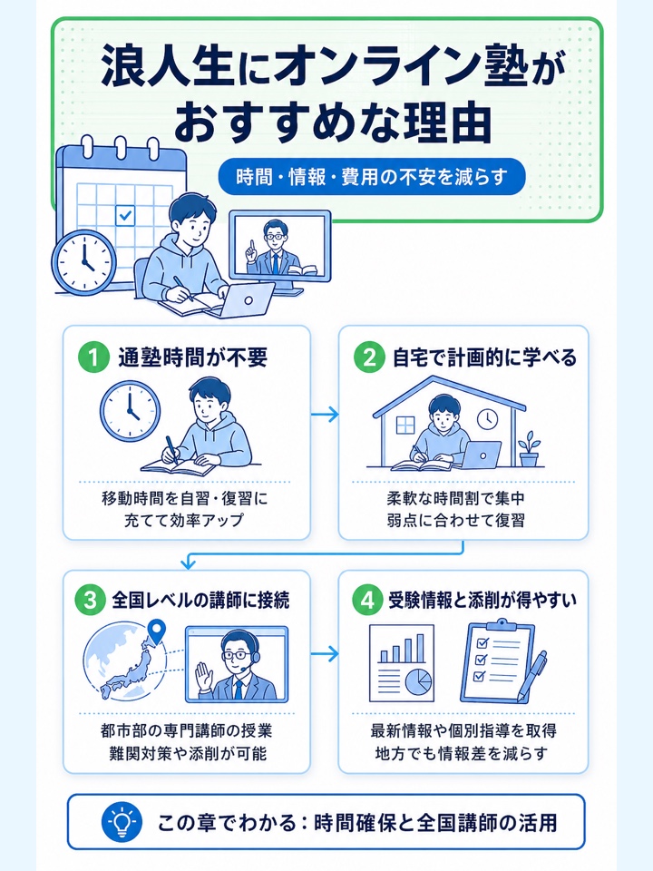 浪人生にオンライン塾・予備校がおすすめな理由