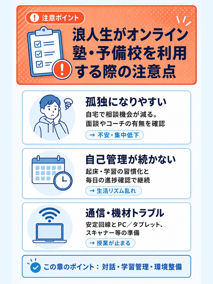 浪人生がオンライン塾・予備校を利用する際の注意点