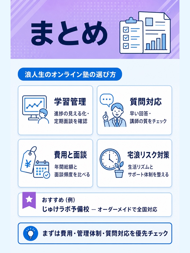 まとめ|浪人生のオンライン塾・予備校の選び方