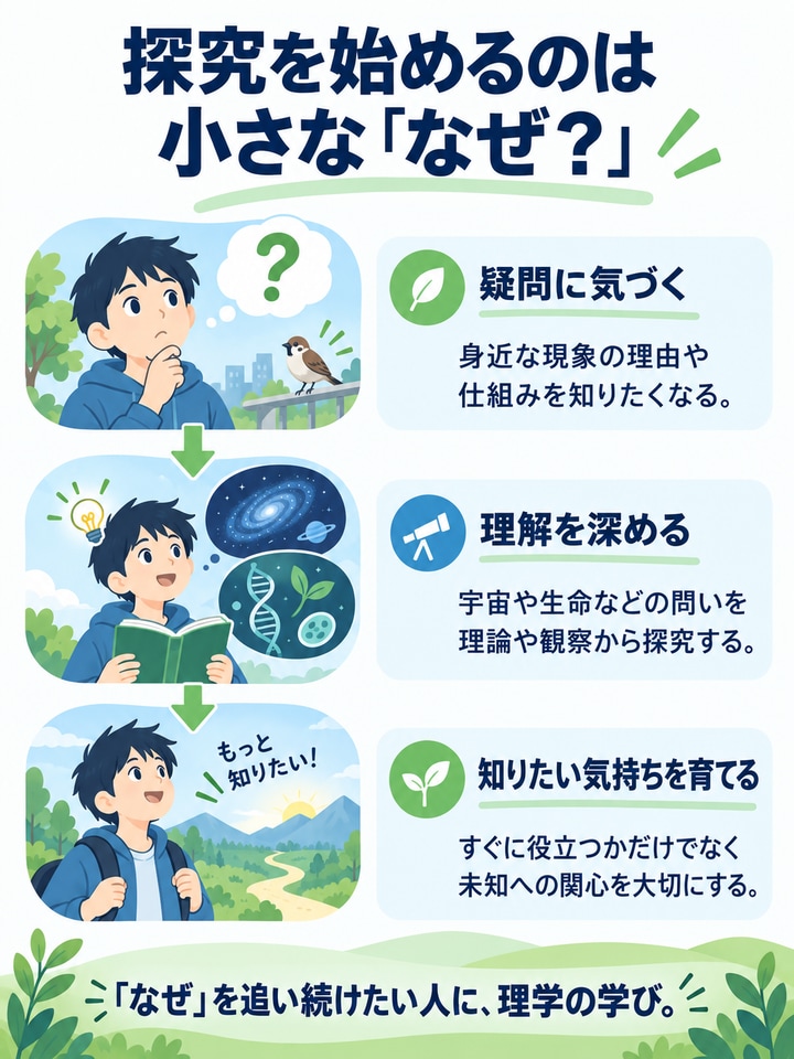自然への疑問を持ち、仕組みを理解し、知りたい気持ちを育てる理学部の学び