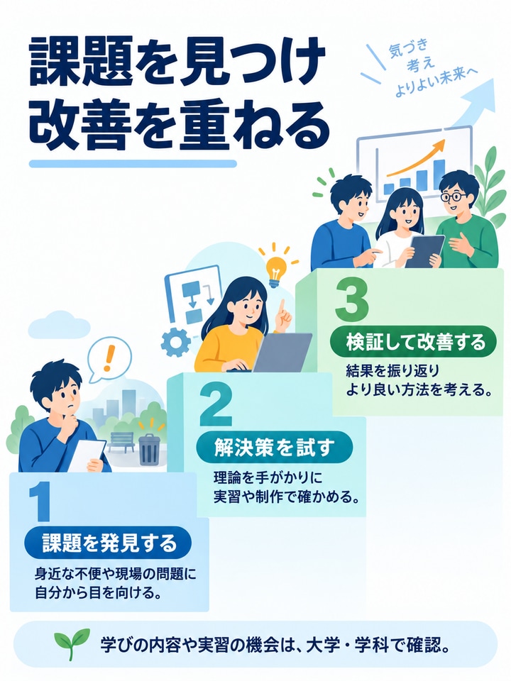 課題を発見し、解決策を試し、検証と改善を重ねる理工学部の学び