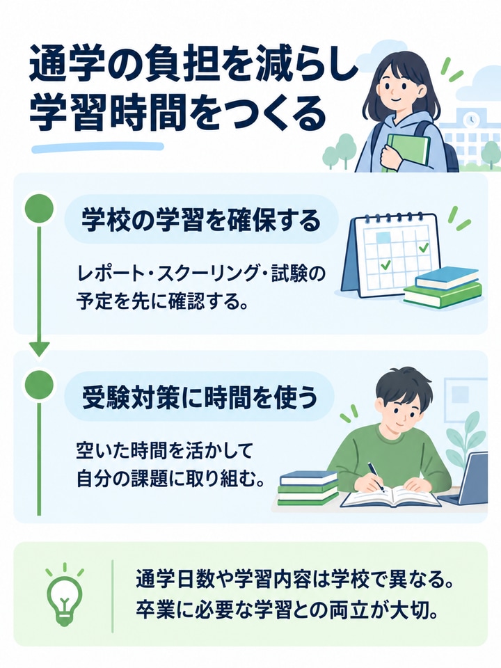 学校の課題やスクーリングと受験勉強を両立し、学習時間を確保する考え方