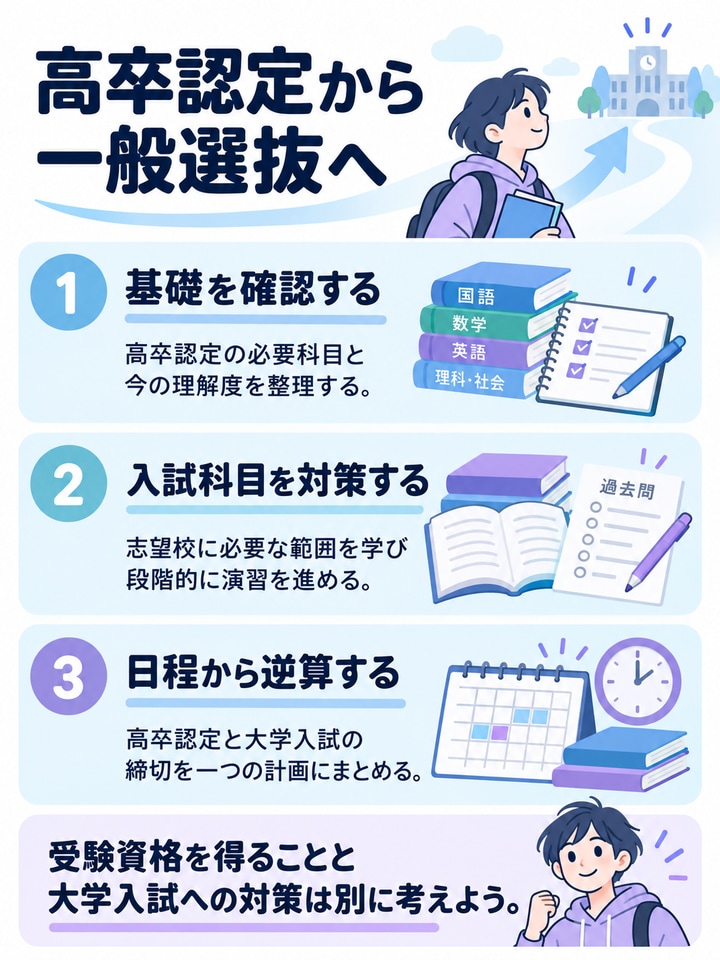 高卒認定の基礎確認と大学入試対策を、試験日程から逆算して進める方法