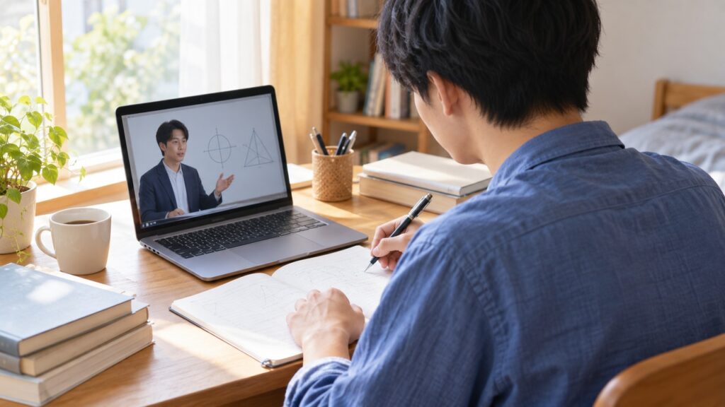 映像教材と問題集を組み合わせて勉強する受験生