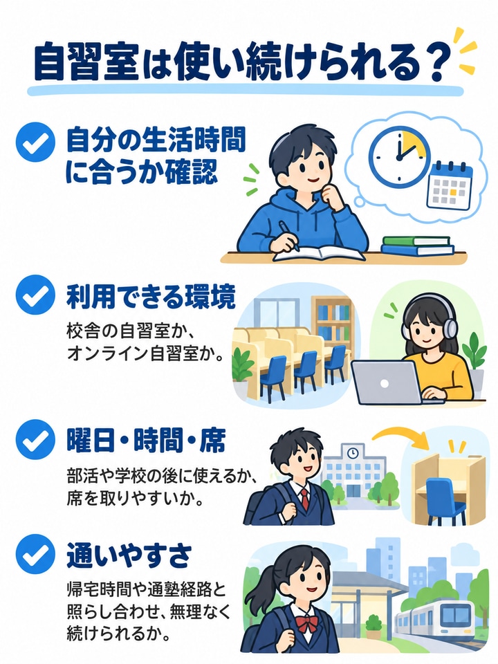 自習室の有無を確認する