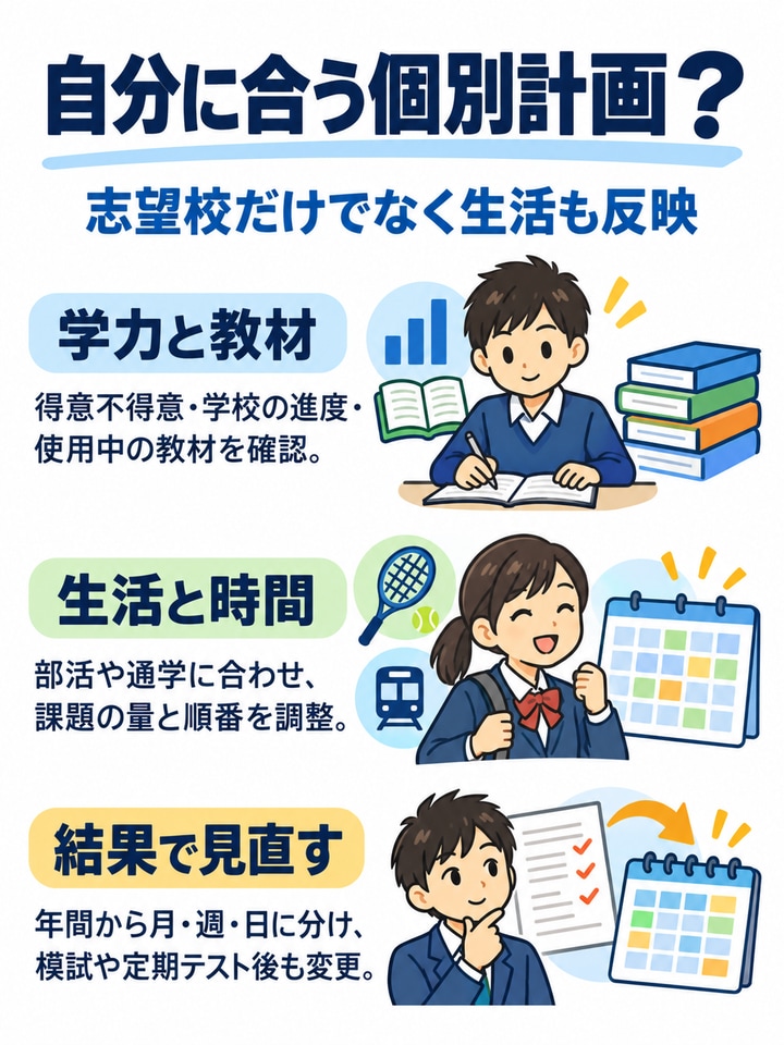 オーダーメイドの勉強計画を立ててくれるかを確認する