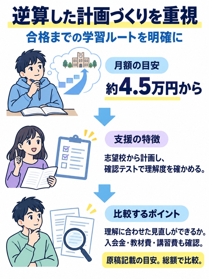 志望校から逆算した計画作りに力を入れるタイプの塾