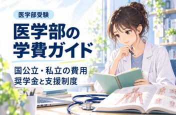 医学部の学費と奨学金・学費支援制度のポイントを示すイラスト