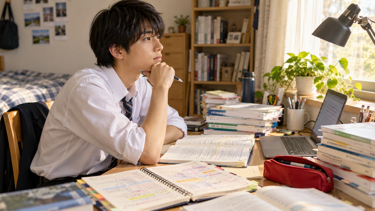 受験勉強が計画倒れになる5つの原因をイメージした学習風景